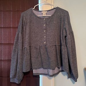 Flowy blue sweater blouse